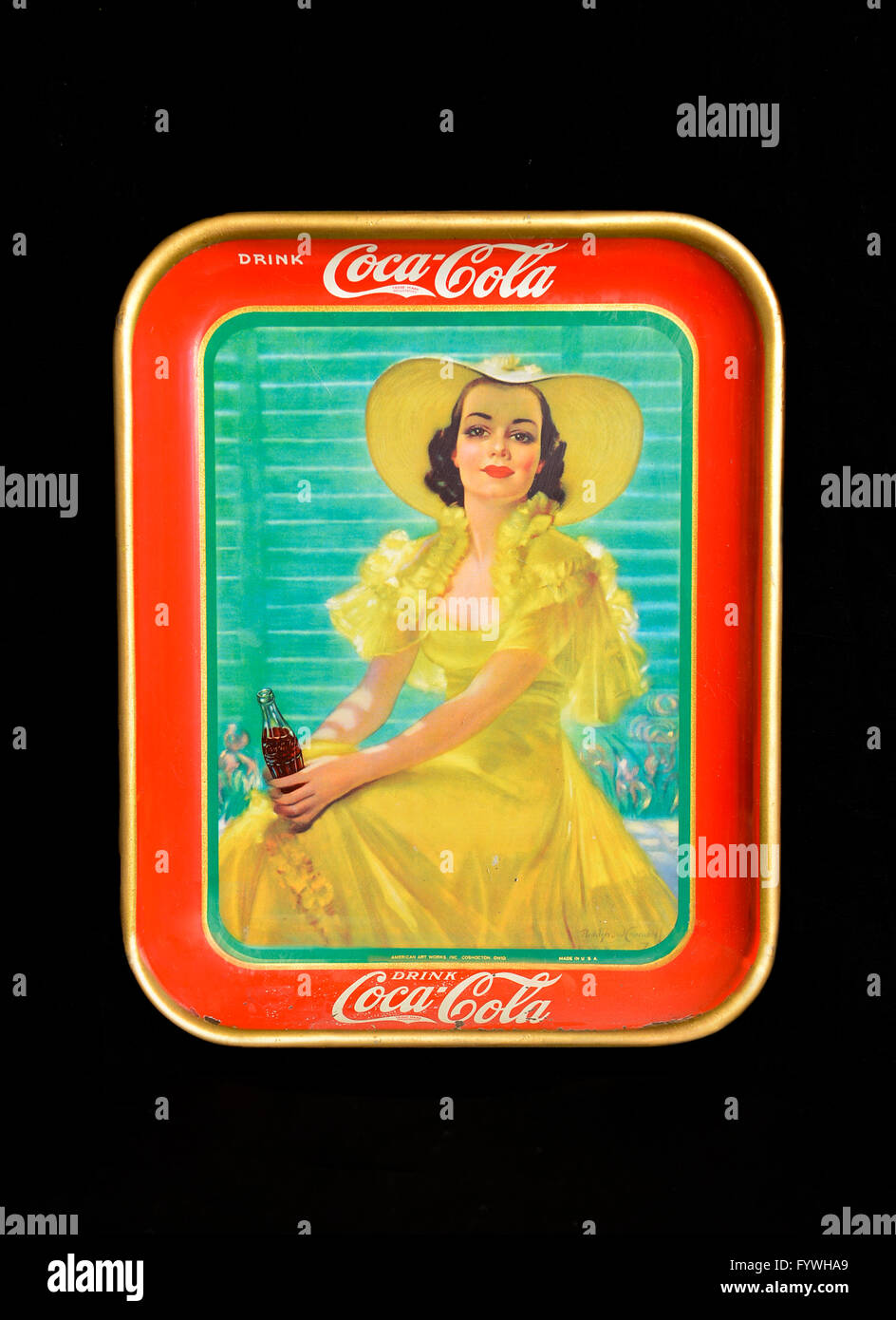 Vintage tin Coca-Cola advertising tray Stock Photo