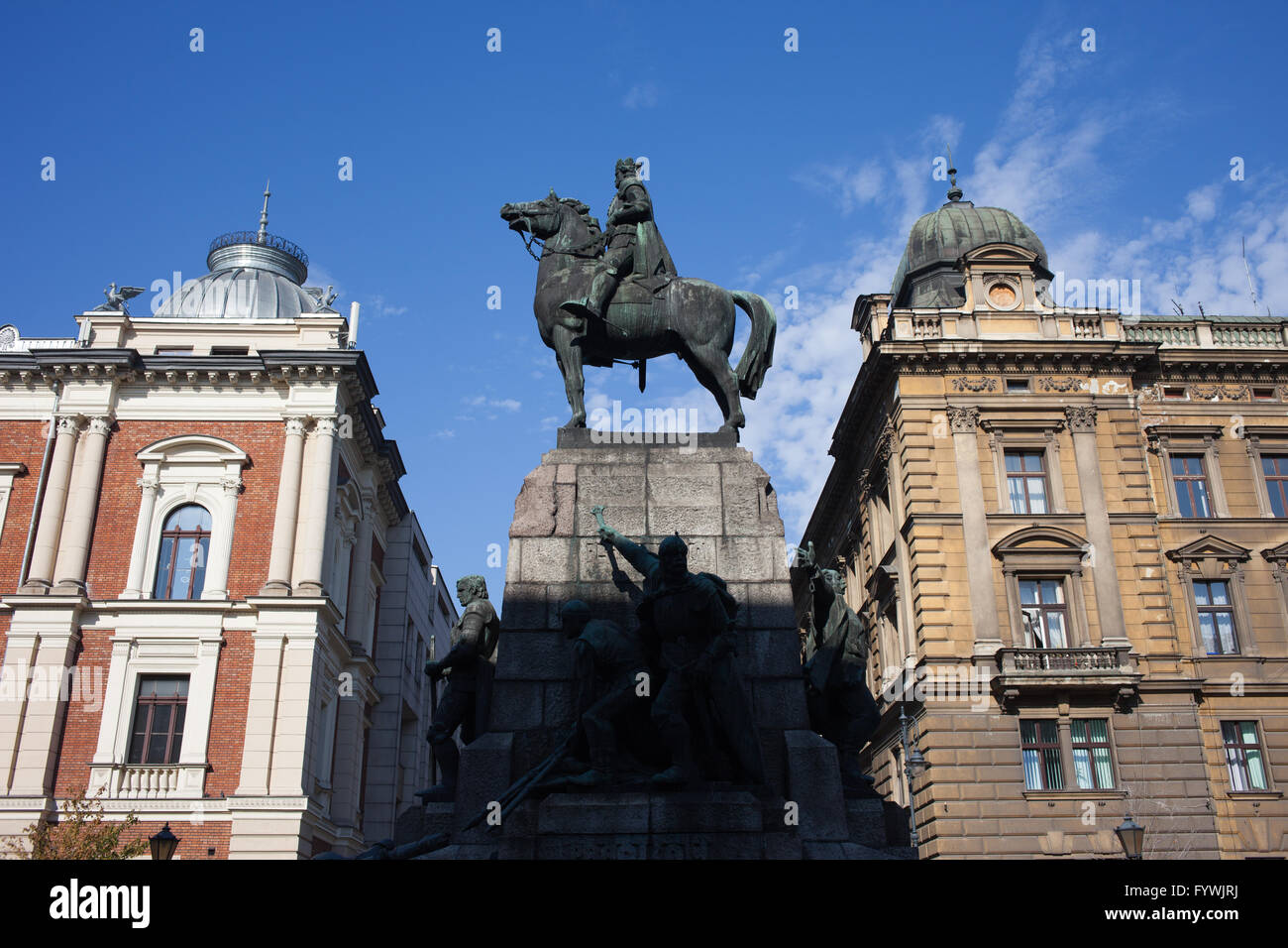 Poland, city of Krakow, Grunwald Monument, Grunwaldzki, equestrian statue of Władysław II Jagiełło Stock Photo