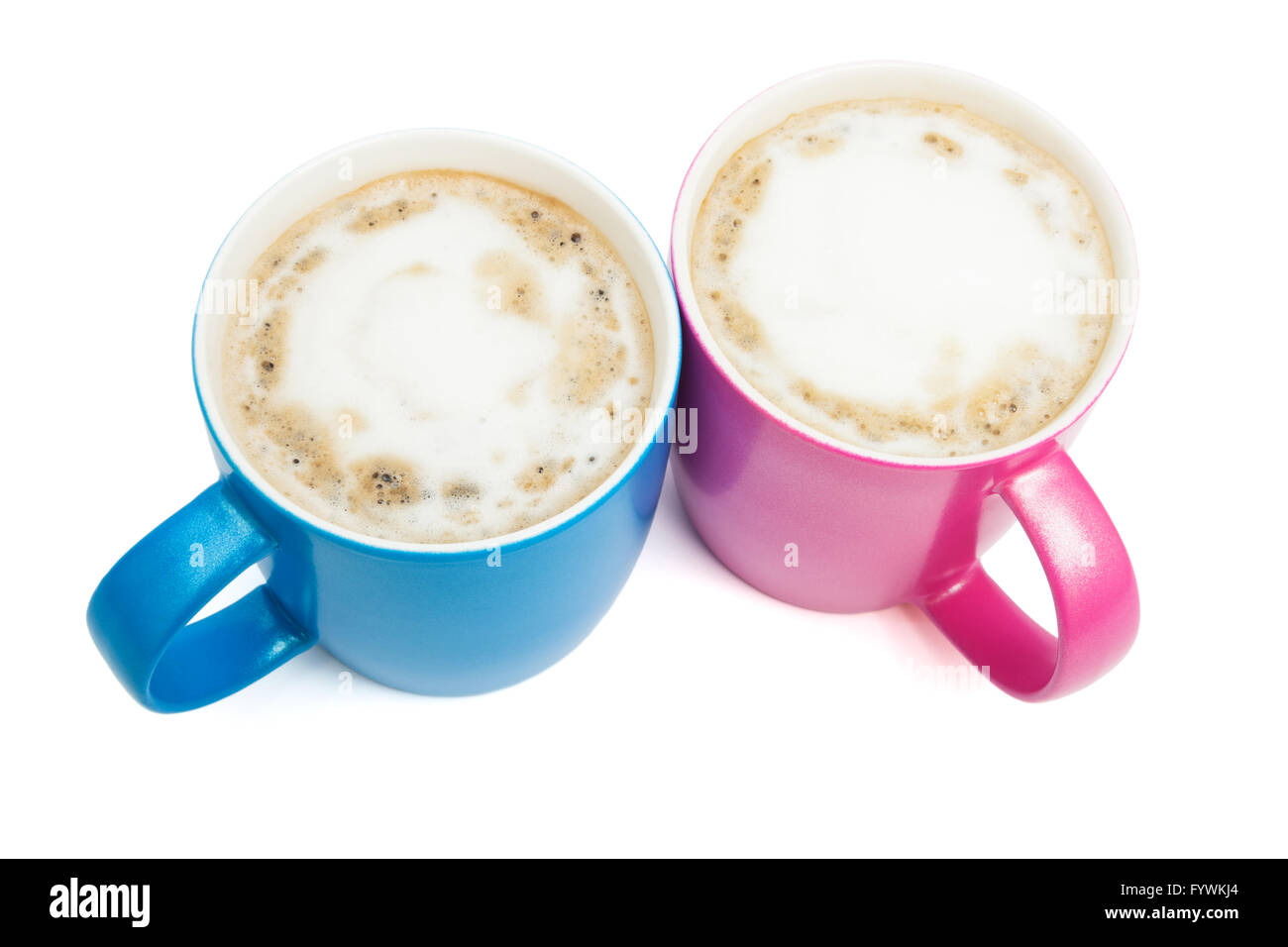 cups of cappuccino on white background Stock Photo