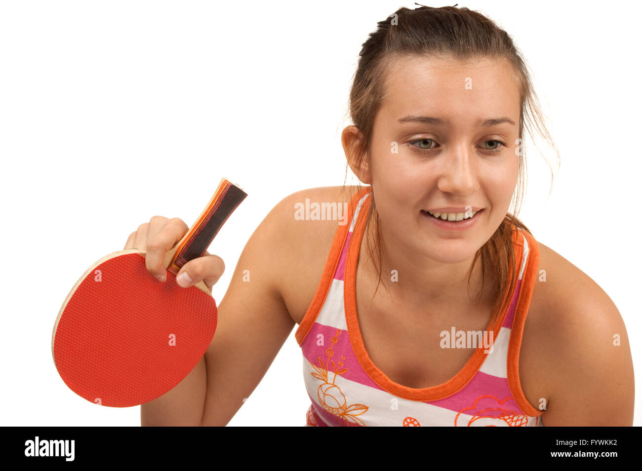 young girl plays pingpong Stock Photo Alamy