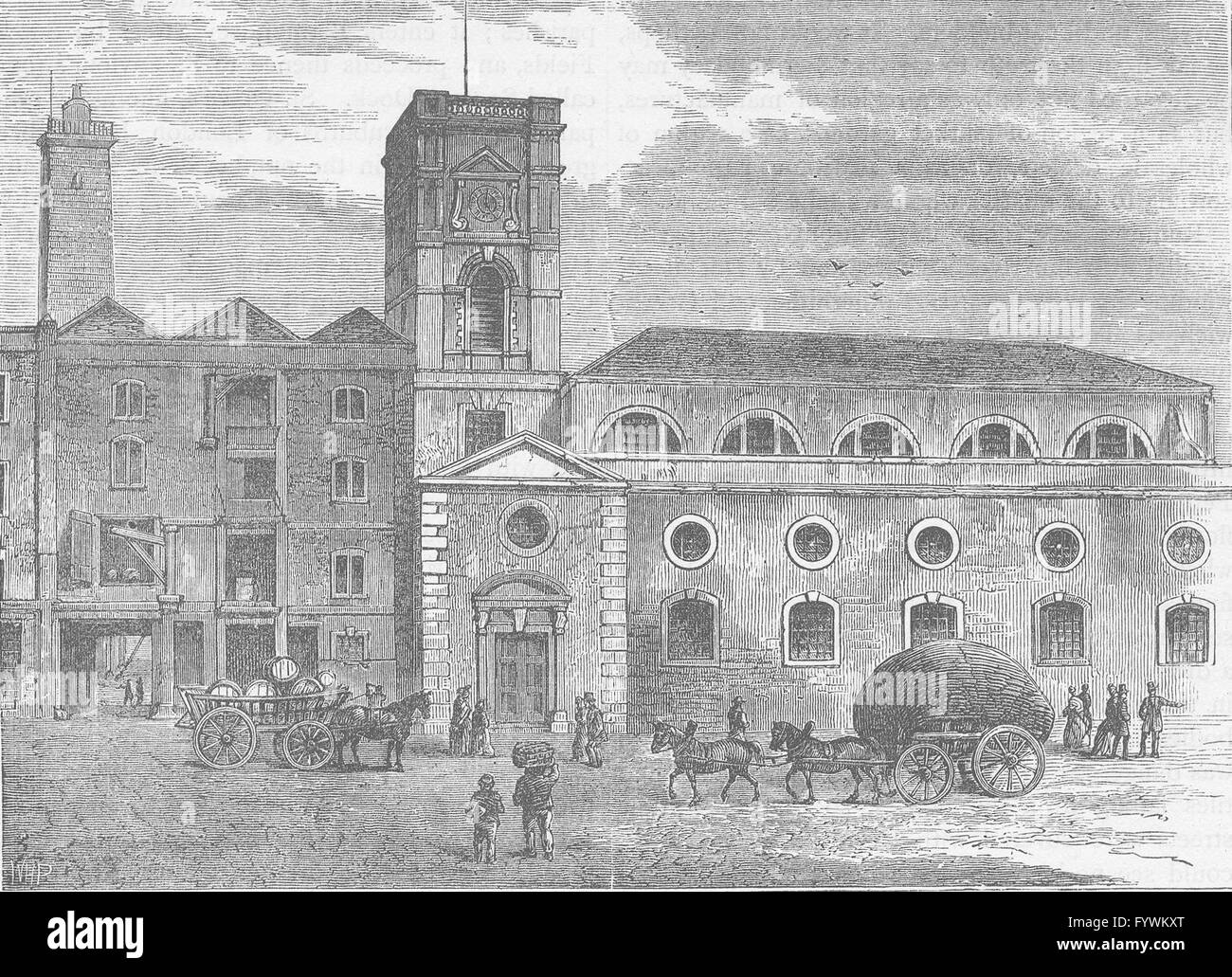 BERMONDSEY: St.Olave's church, in 1820. London, antique print c1880 Stock Photo