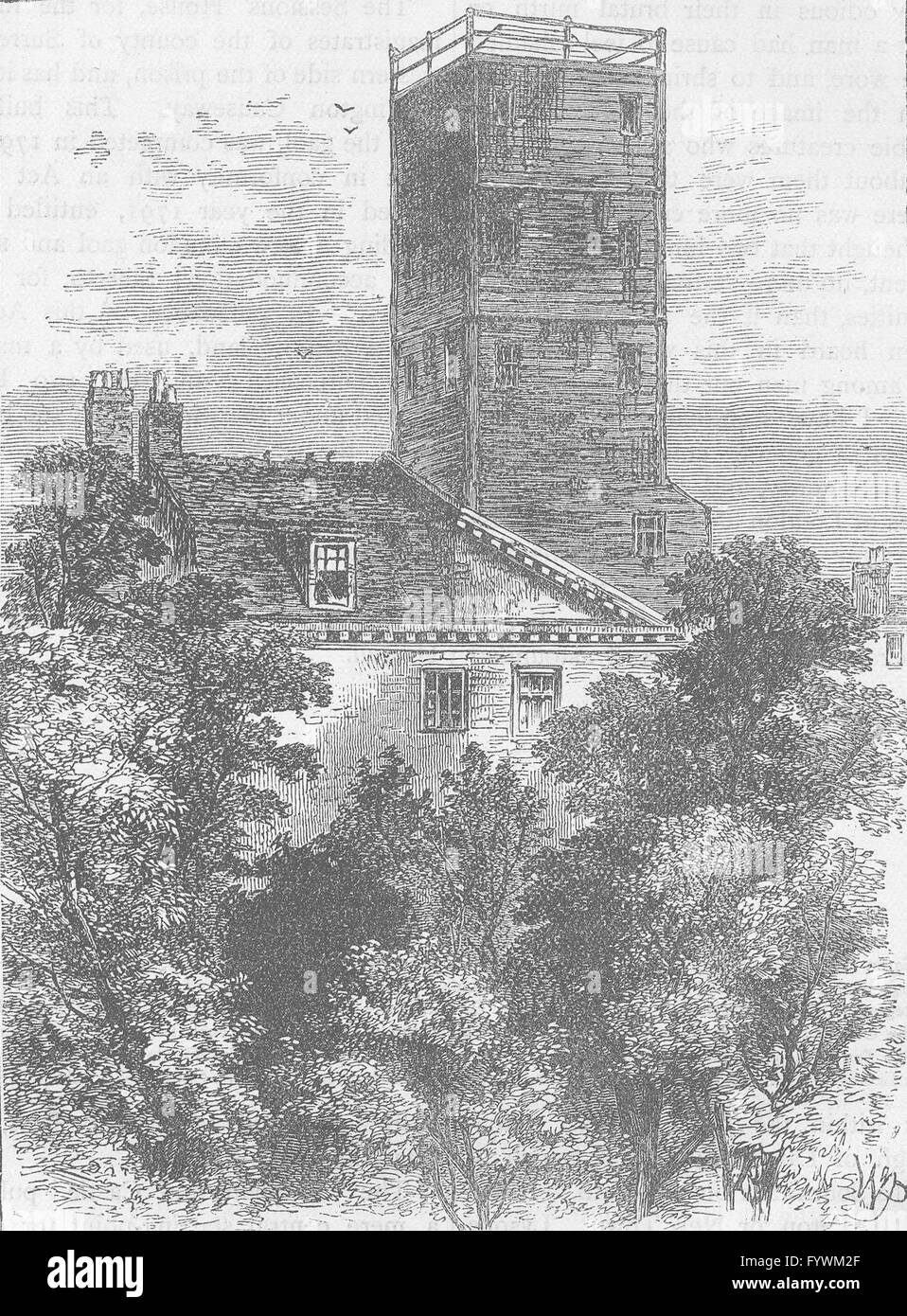 ELEPHANT & CASTLE: The Telegraph Tower, in 1810. London, antique print c1880 Stock Photo