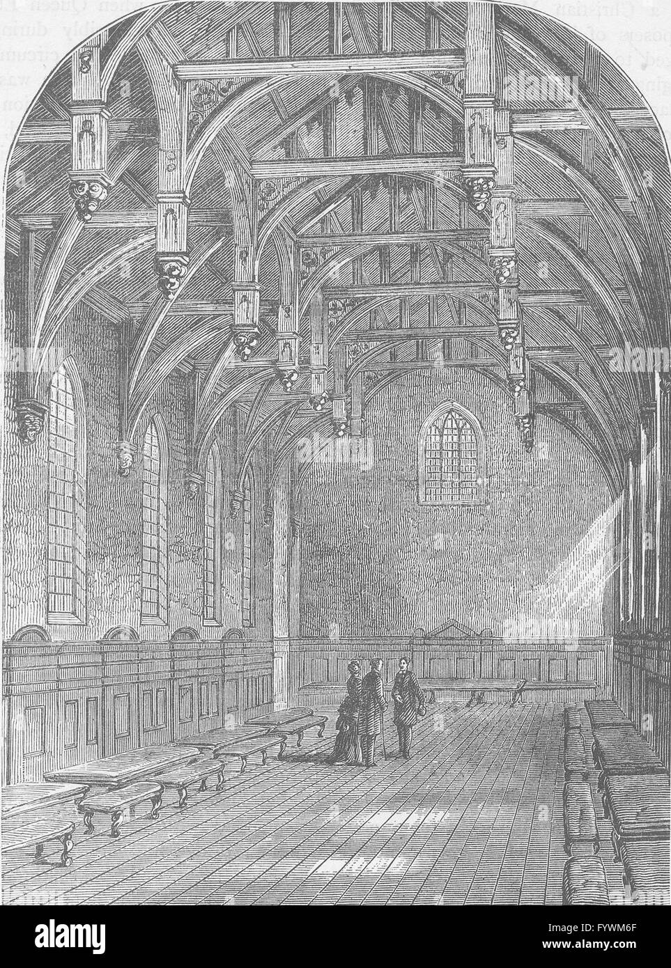 LAMBETH PALACE: Interior of the Great Hall, Lambeth Palace, 1800. London, c1880 Stock Photo