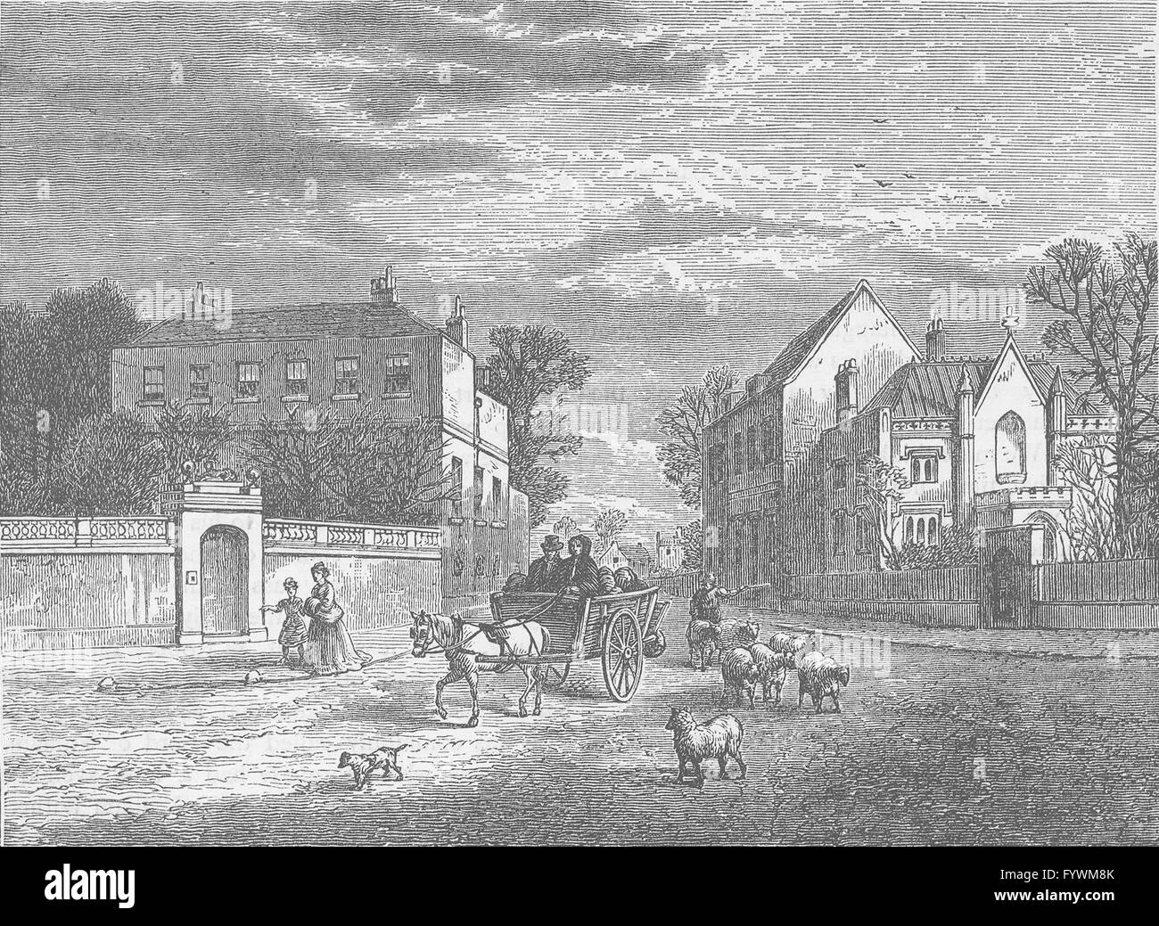 1750 Kilburn The priory KILBURN London c1880 old antique print picture