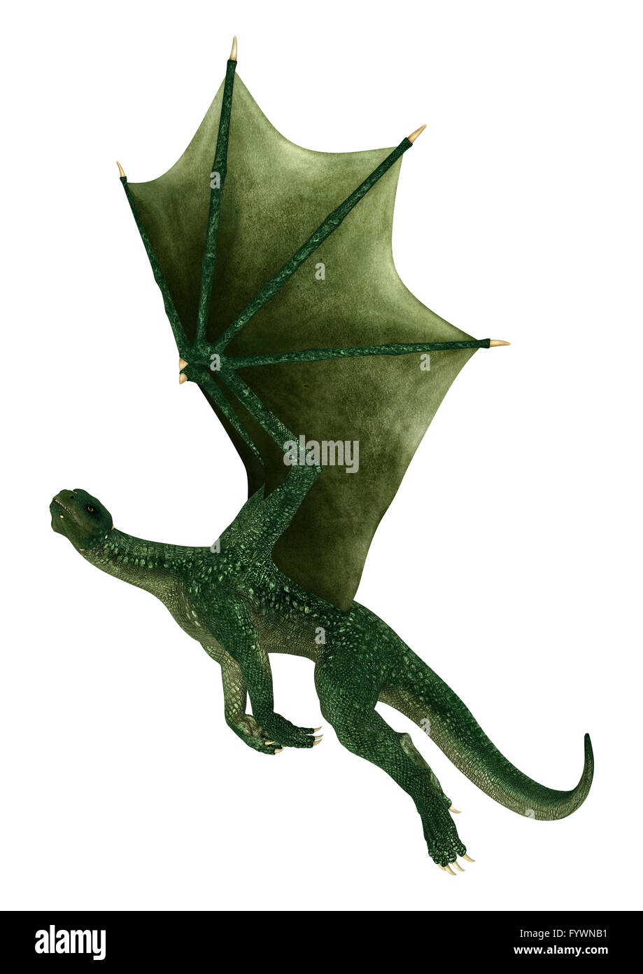 3D rendering of a green fantasy dragon isolated on white background ...