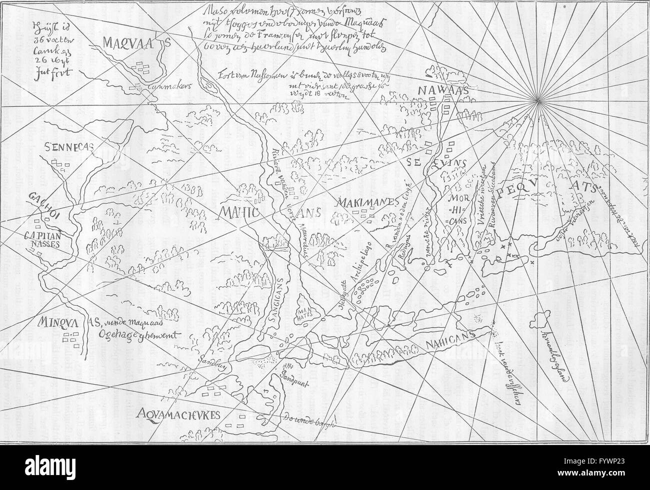 NEW ENGLAND: Earliest New Netherlands map(Hague), c1880 Stock Photo