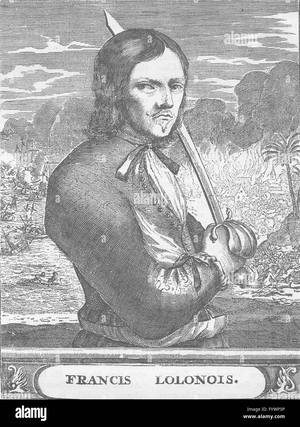 PIRATES: Lolonois, the buccaneer, antique print c1880 Stock Photo