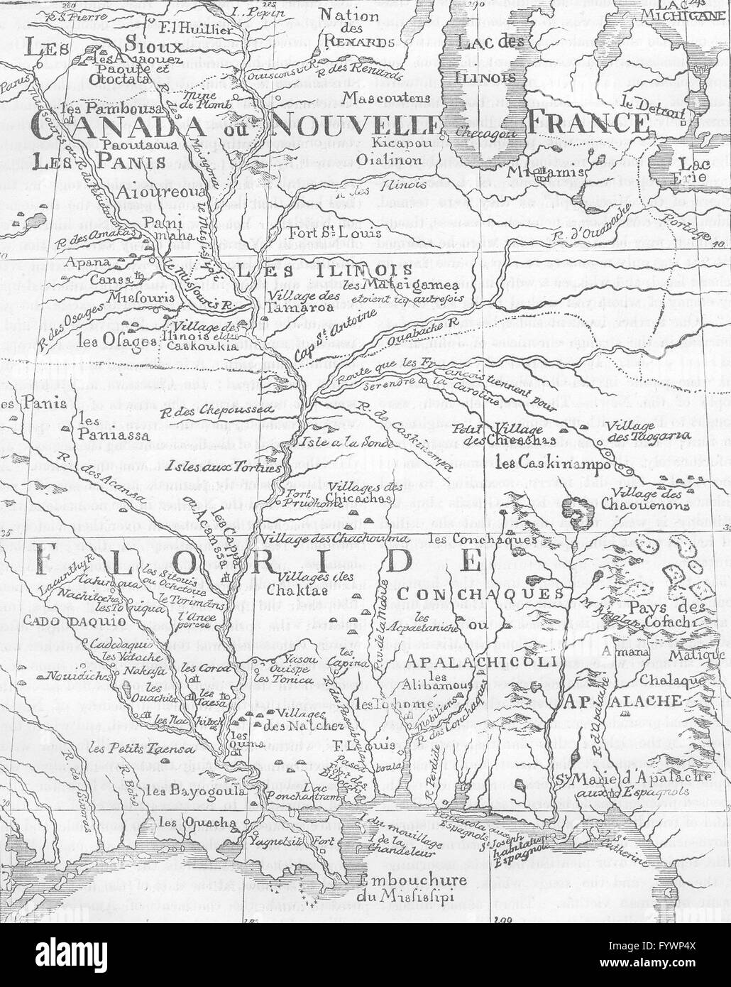 MISSISSIPPI: Course of, c1880 antique map Stock Photo