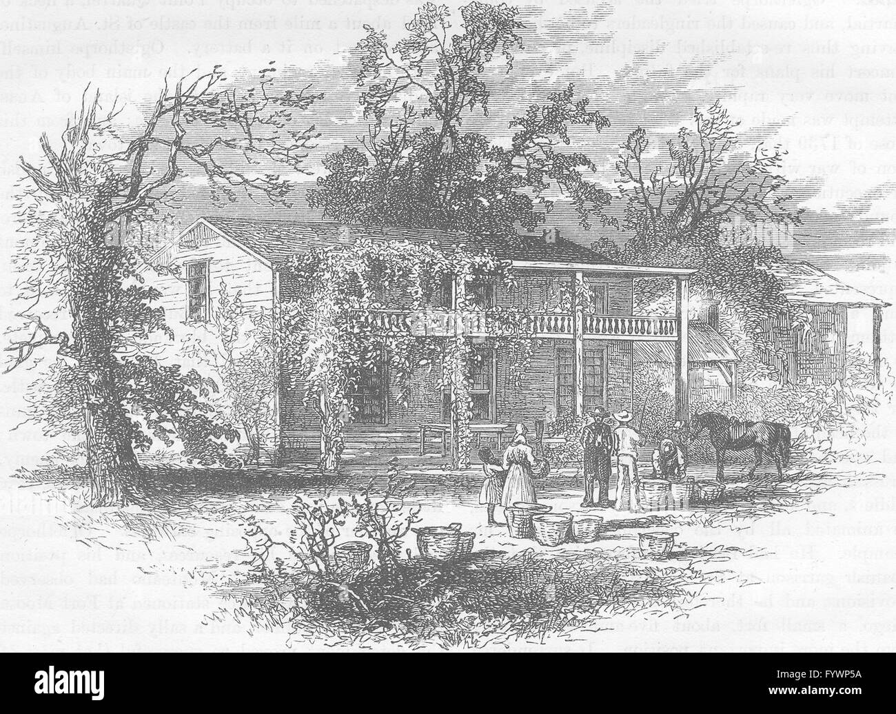 US Planter's house in, antique print c1880 Stock Photo Alamy