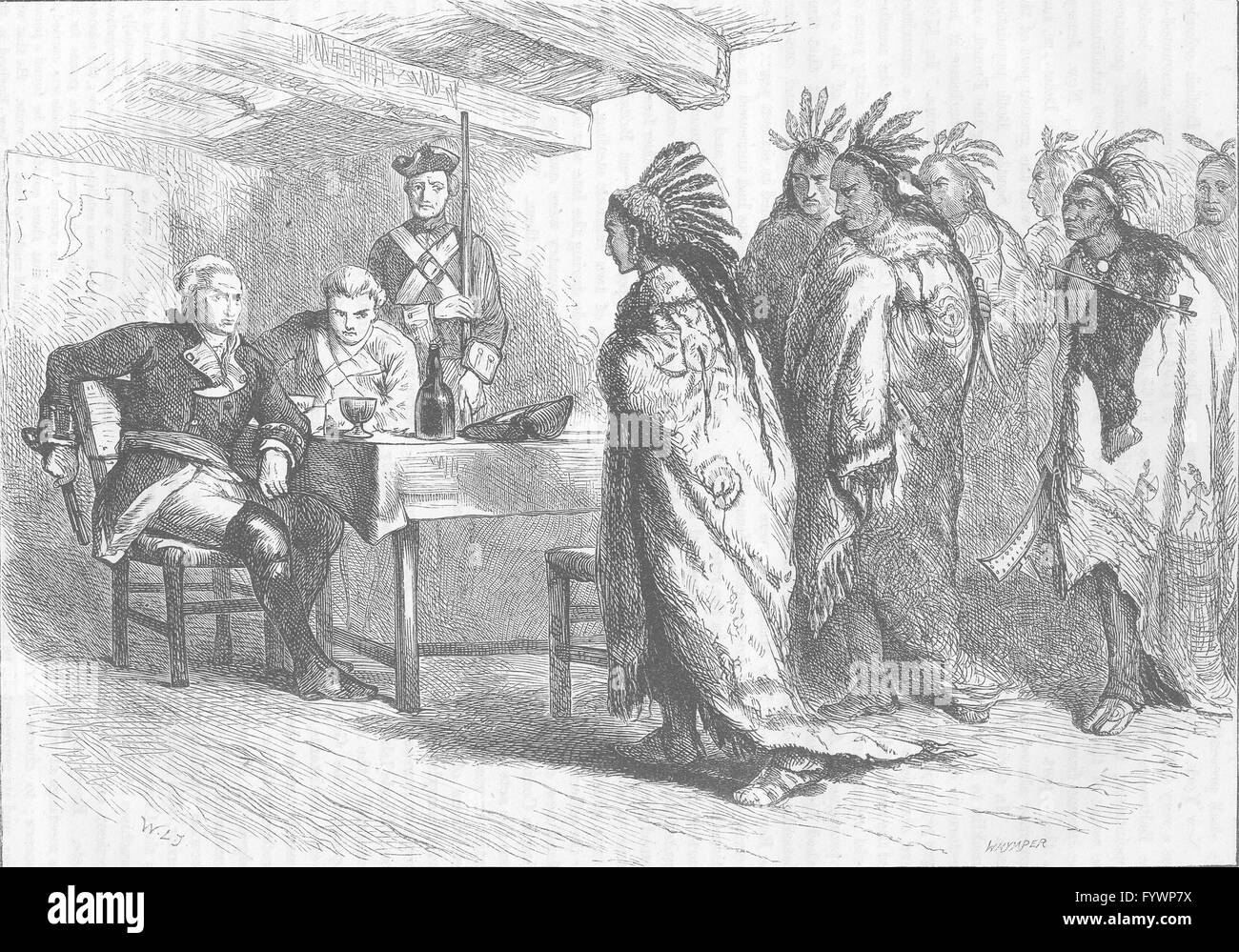 CANADA: Visit of Pontiac & Indians to Maj Gladwin, antique print c1880 Stock Photo