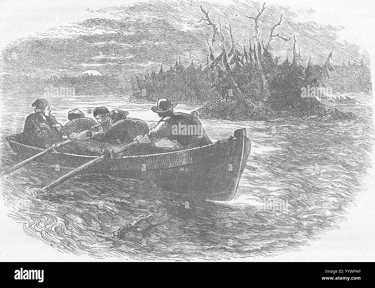 AUTHORS: Carleton's flight, antique print c1880 Stock Photo