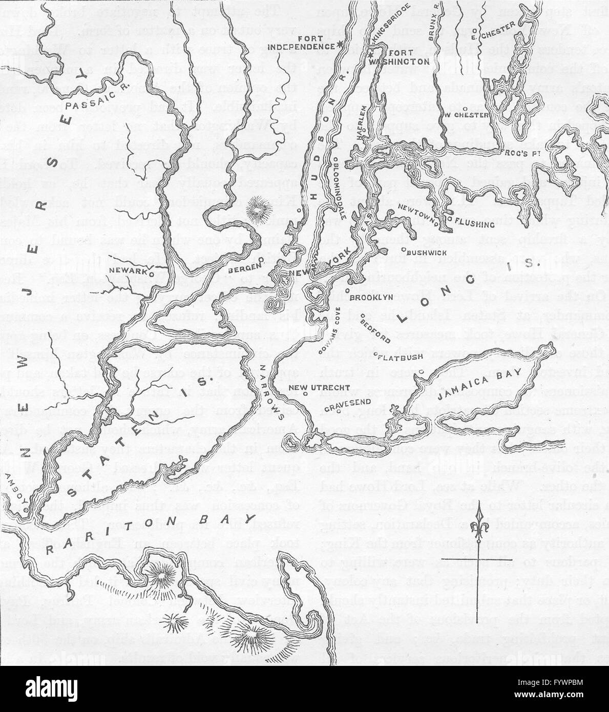 United states map 1776 hi res stock - New York 1776 C1880 Antique Map FYWPBM