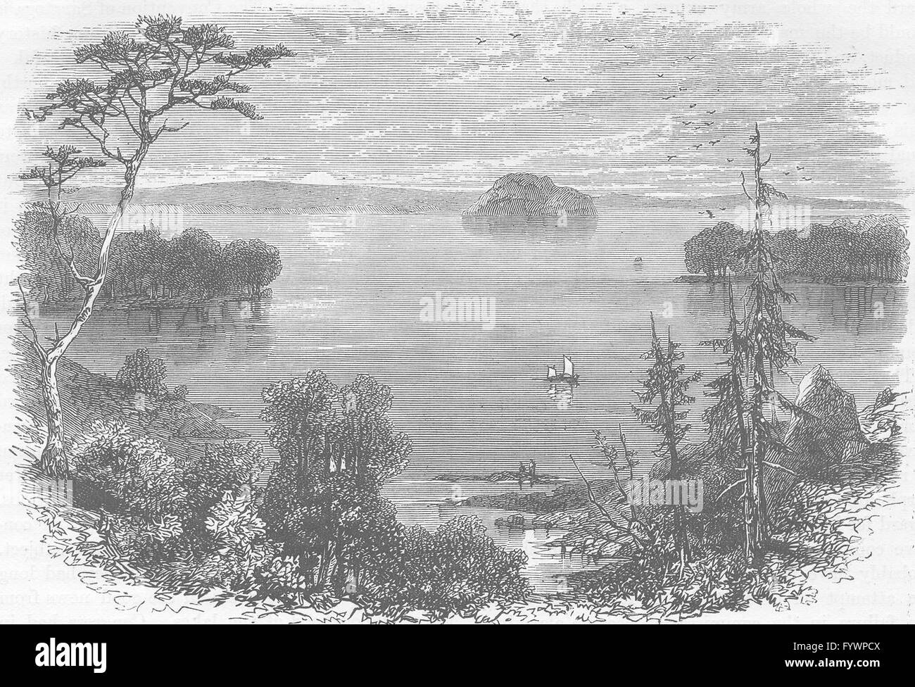 NEW YORK: Saratoga Lake, antique print c1880 Stock Photo - Alamy