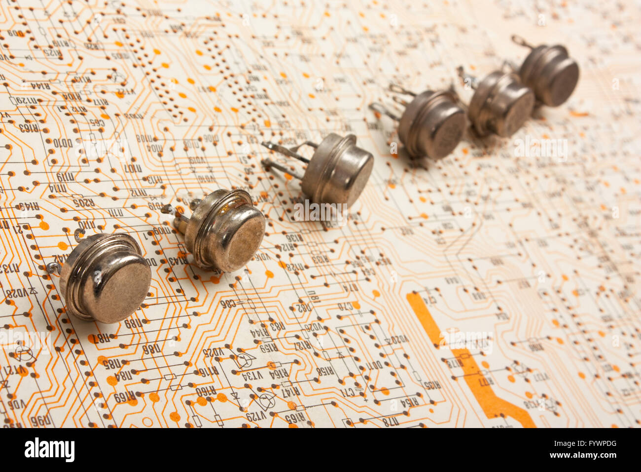Old electronic components Stock Photo