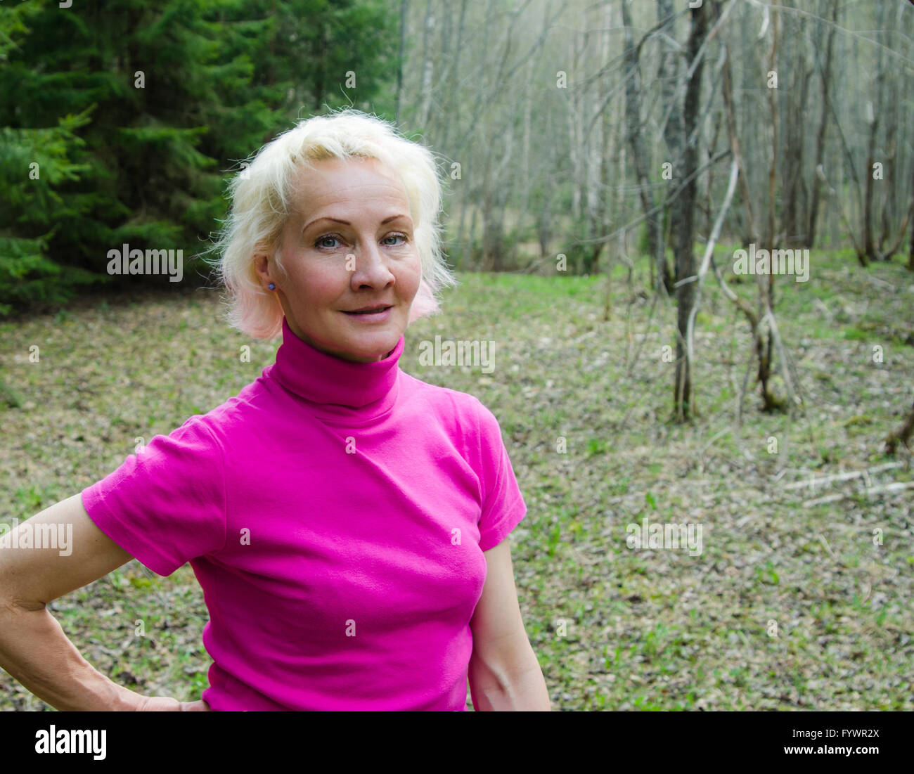 Mature blonde woman outside hi-res stock photography and images - Alamy