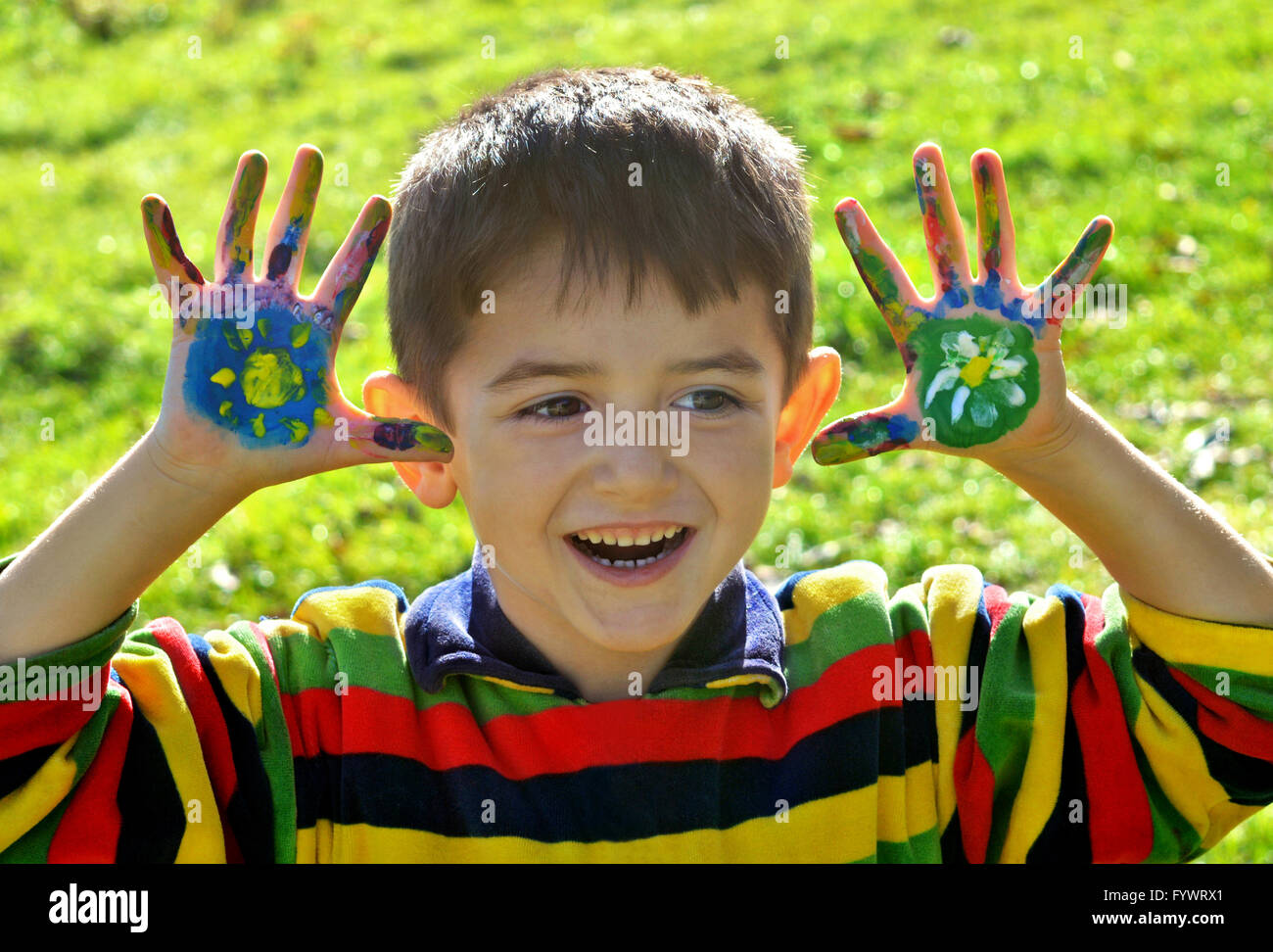 Child paint hands hi-res stock photography and images - Alamy