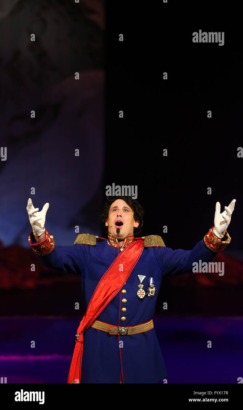 Matthias Stockinger as King Ludwig II of Bavaria performs on stage