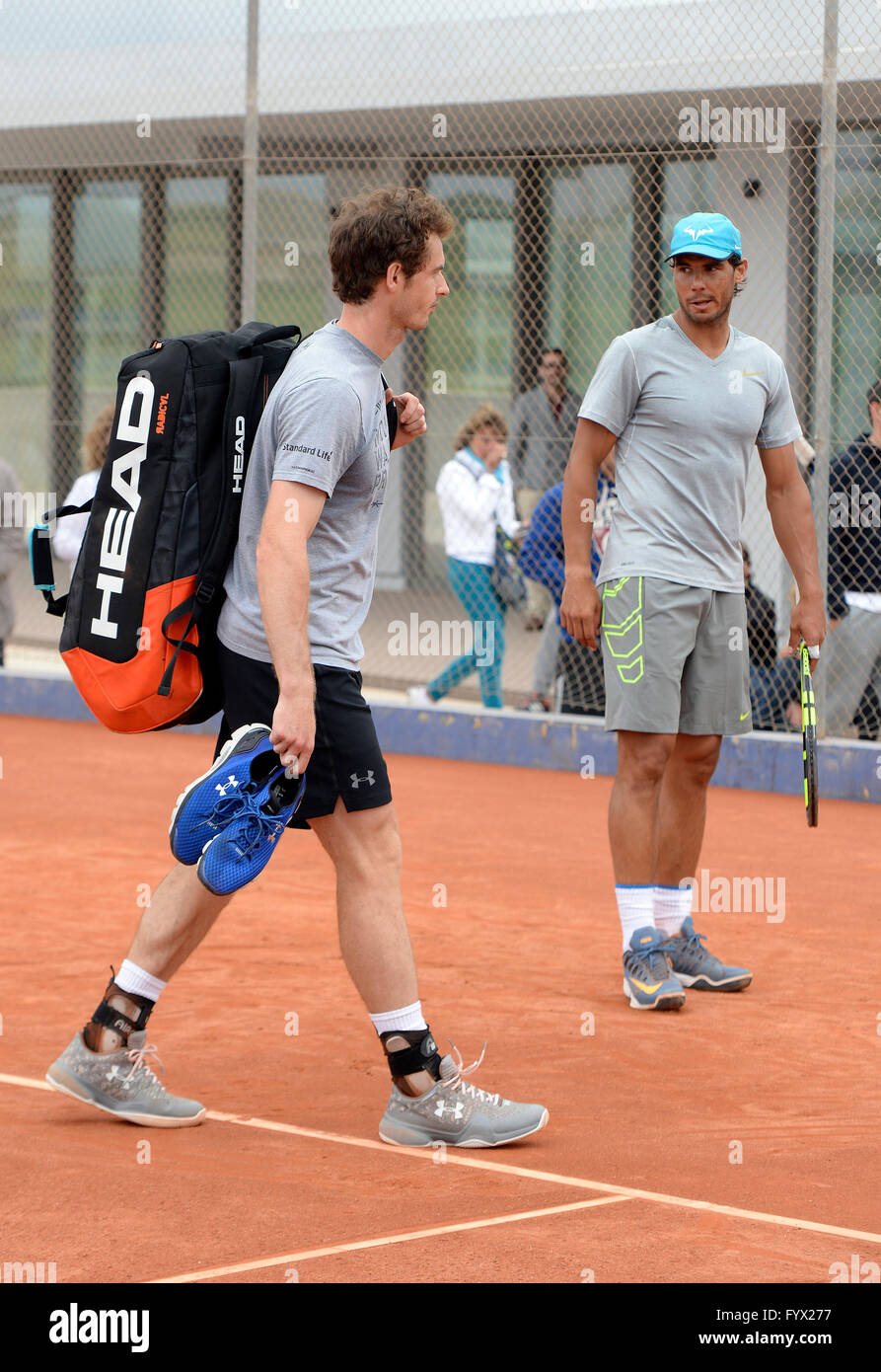 Tennis players Andy Murray and Rafa Nadal during a training day in Majorca,  are preparing their next tournament Stock Photo - Alamy