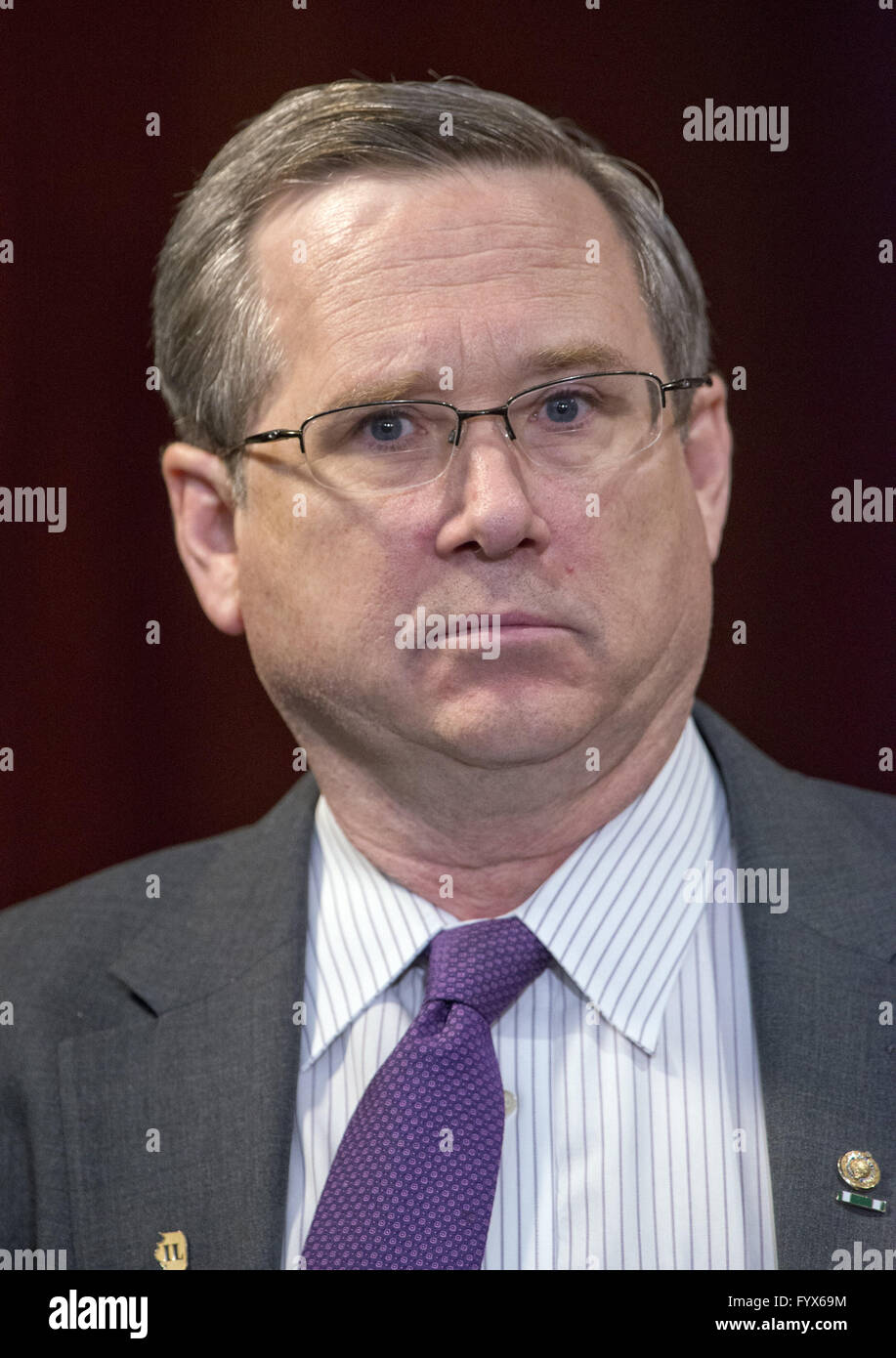 Washington, District of Columbia, USA. 28th Apr, 2016. United States Senator Mark Kirk (Republican of Illinois) appears at a press conference calling on the US Senate Republican leadership to bring to the floor the bipartisan Sentencing Reform and Corrections Act, a bill to reduce some mandatory minimum sentences and apply those changes retroactively to inmates currently serving unfair sentences.Credit: Ron Sachs/CNP Credit:  Ron Sachs/CNP/ZUMA Wire/Alamy Live News Stock Photo