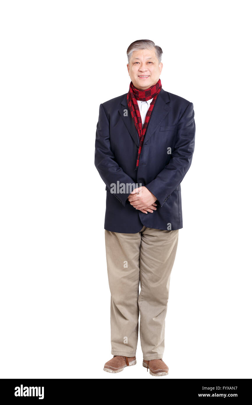 isolated standing old Asian old man Stock Photo - Alamy