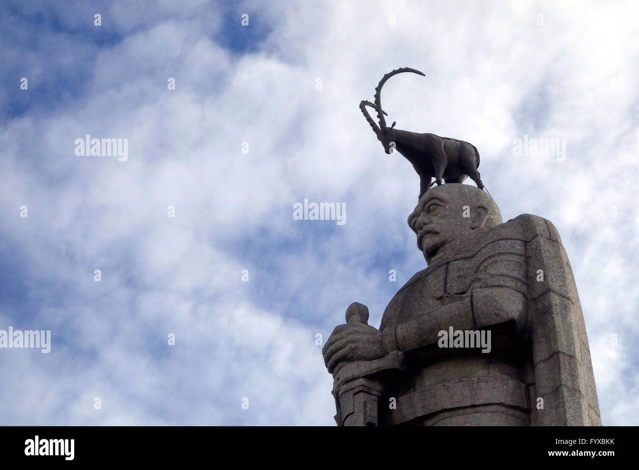 Bismarck statue with Aries in Hamburg Stock Photo