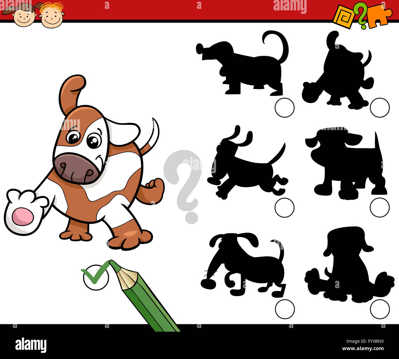 shadows task cartoon with dogs Stock Photo - Alamy