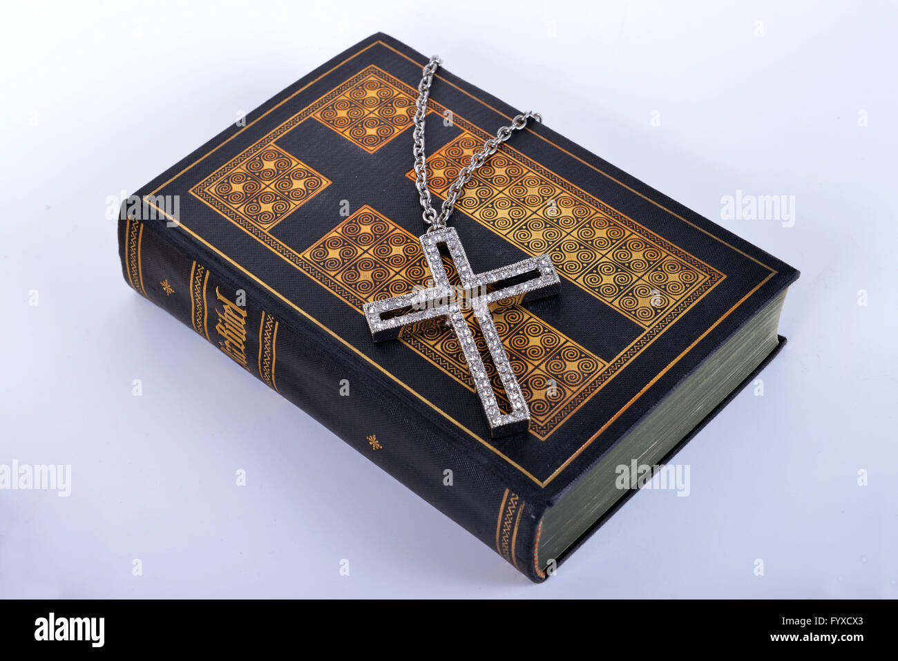 Bible, book, cross, crucifix, belief, faith Stock Photo