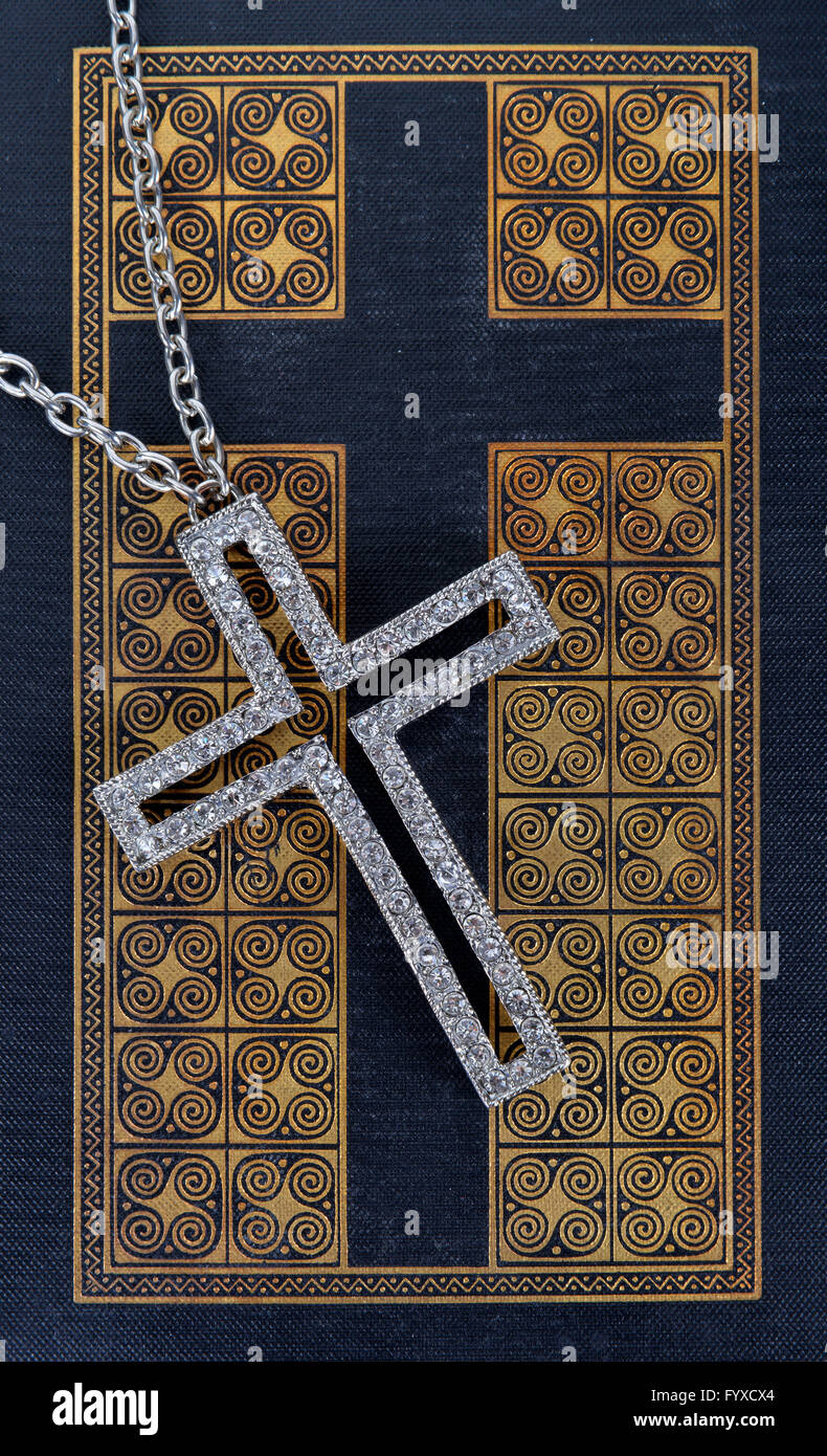 Bible, book, cross, crucifix, belief, faith Stock Photo