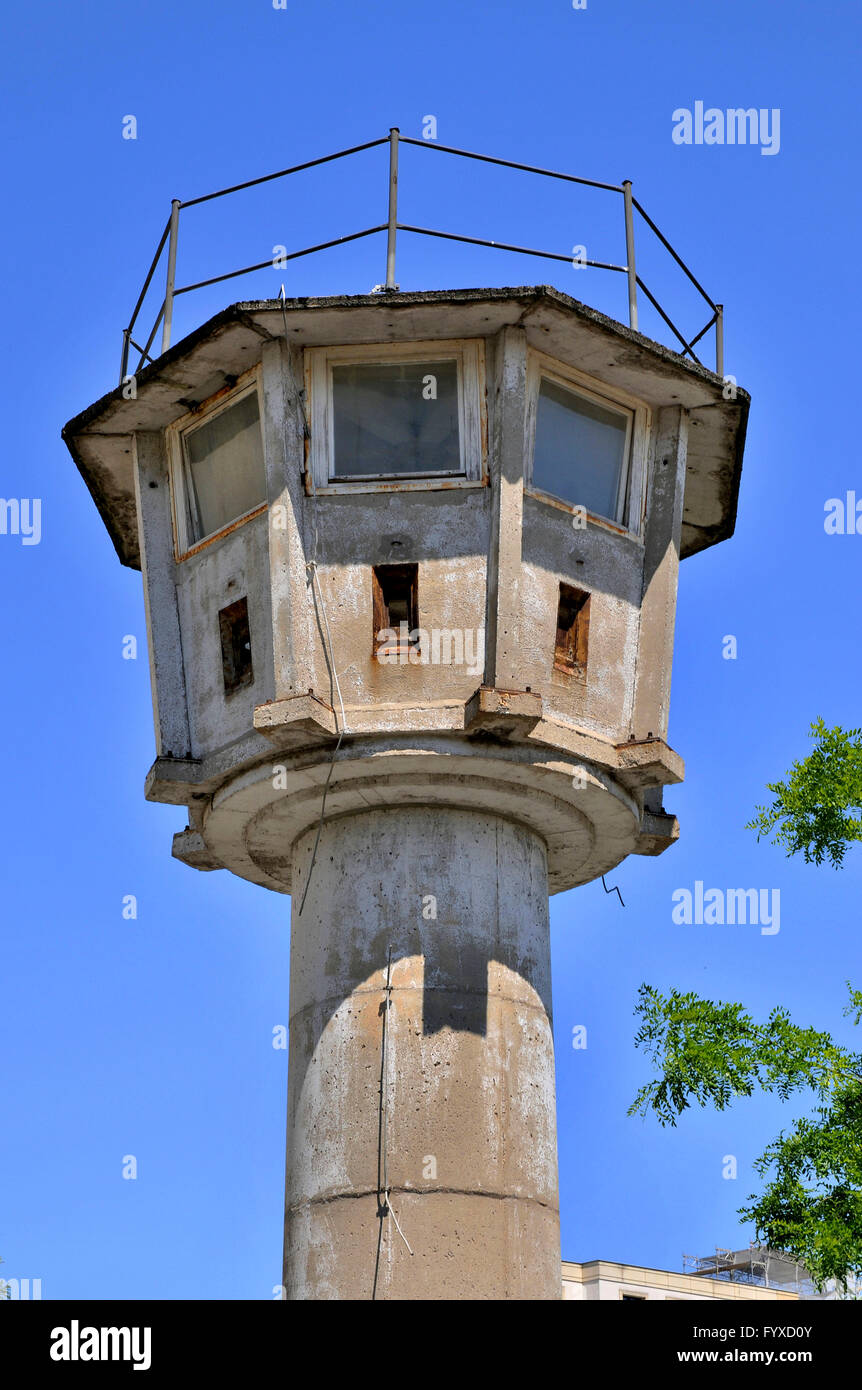 Watchtower, lookout tower, GDR, Erna Berger Street, Tiergarten, Mitte, Berlin, Germany / Erna-Berger-Strasse, German Democratic Republic Stock Photo