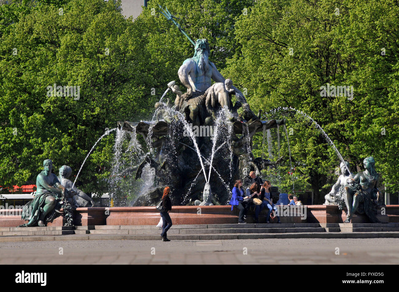Neptune Fountain, KarlLiebknechtStrasse, Mitte, Berlin, Germany Stock