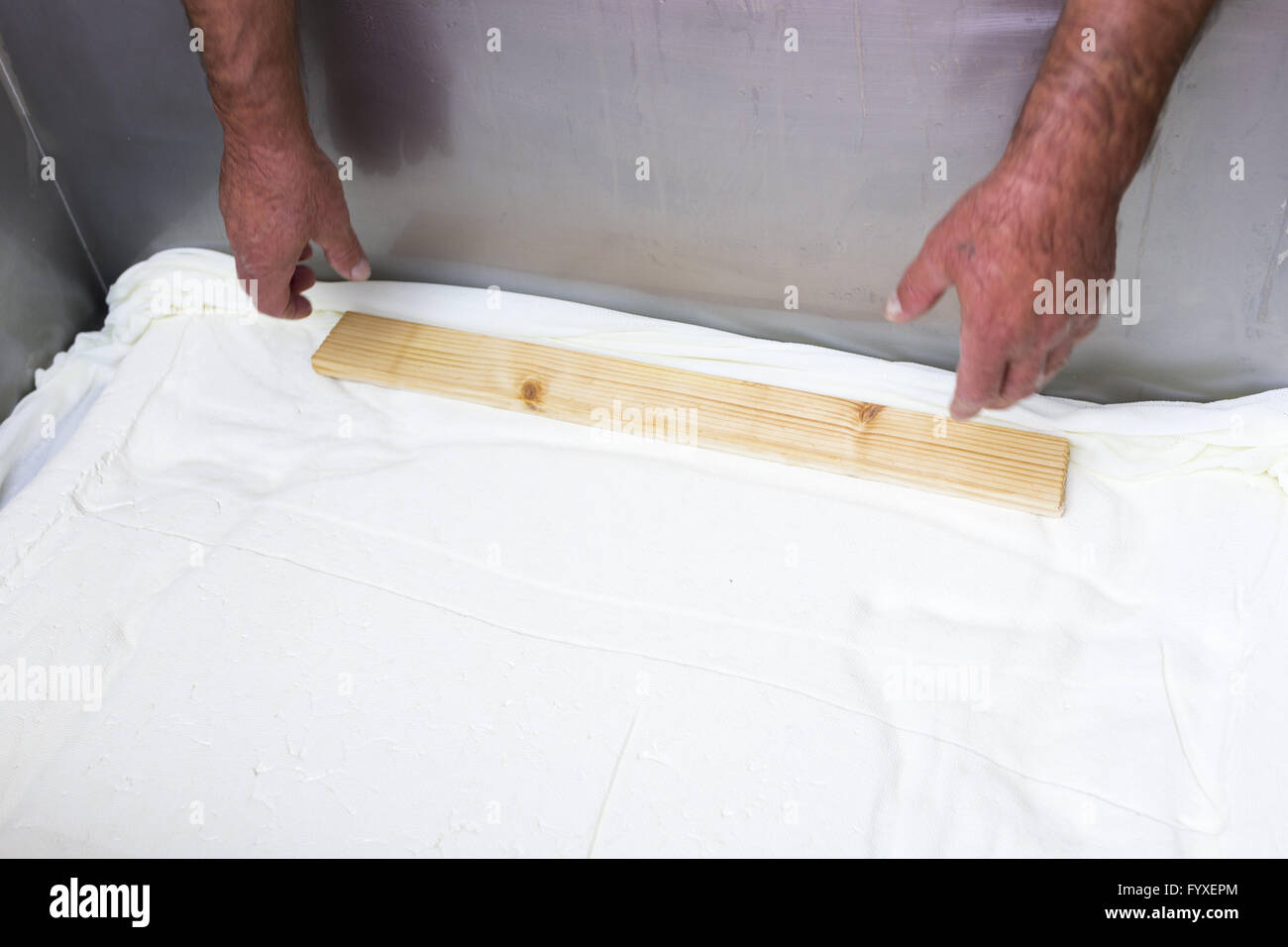 Feta cheese production process Stock Photo Alamy