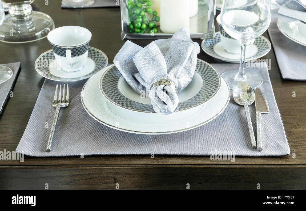 Ceramic tableware on the table Stock Photo Alamy