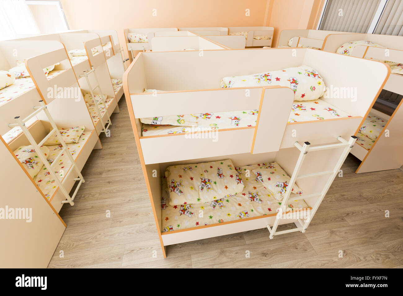 New kindergarten bedroom with small beds Stock Photo Alamy