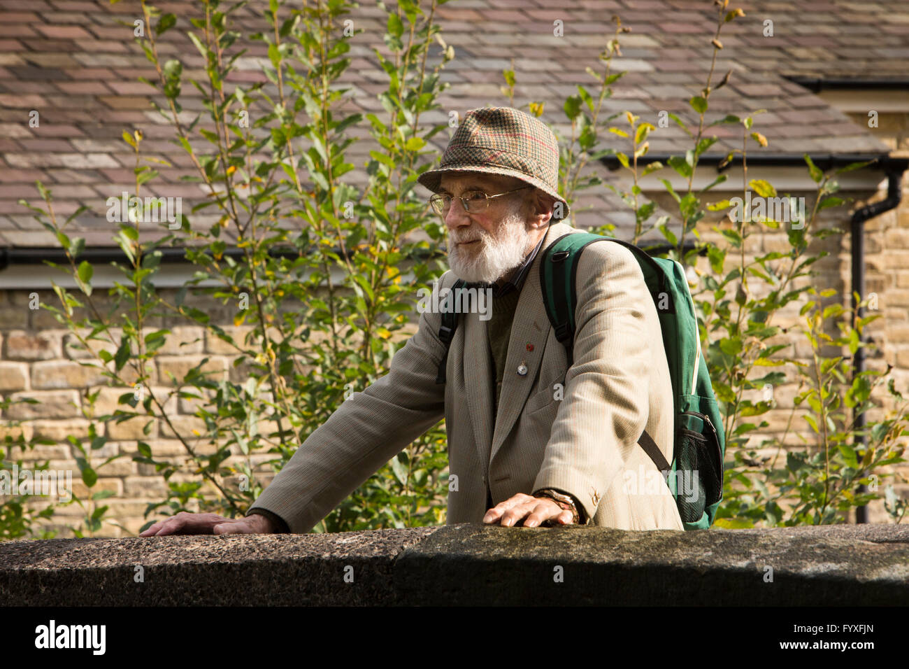 UK, England, Yorkshire, Calderdale, Hebden Bridge, senior male walker