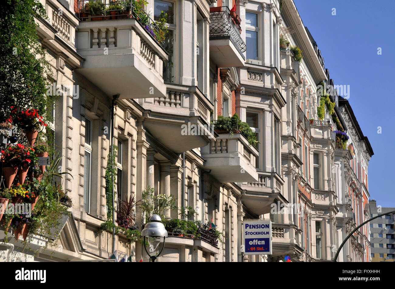 Facades, old houses, Eisenacher Strasse, Schoneberg, Tempelhof-Schoneberg, Berlin, Germany / Schöneberg, Tempelhof-Schöneberg Stock Photo