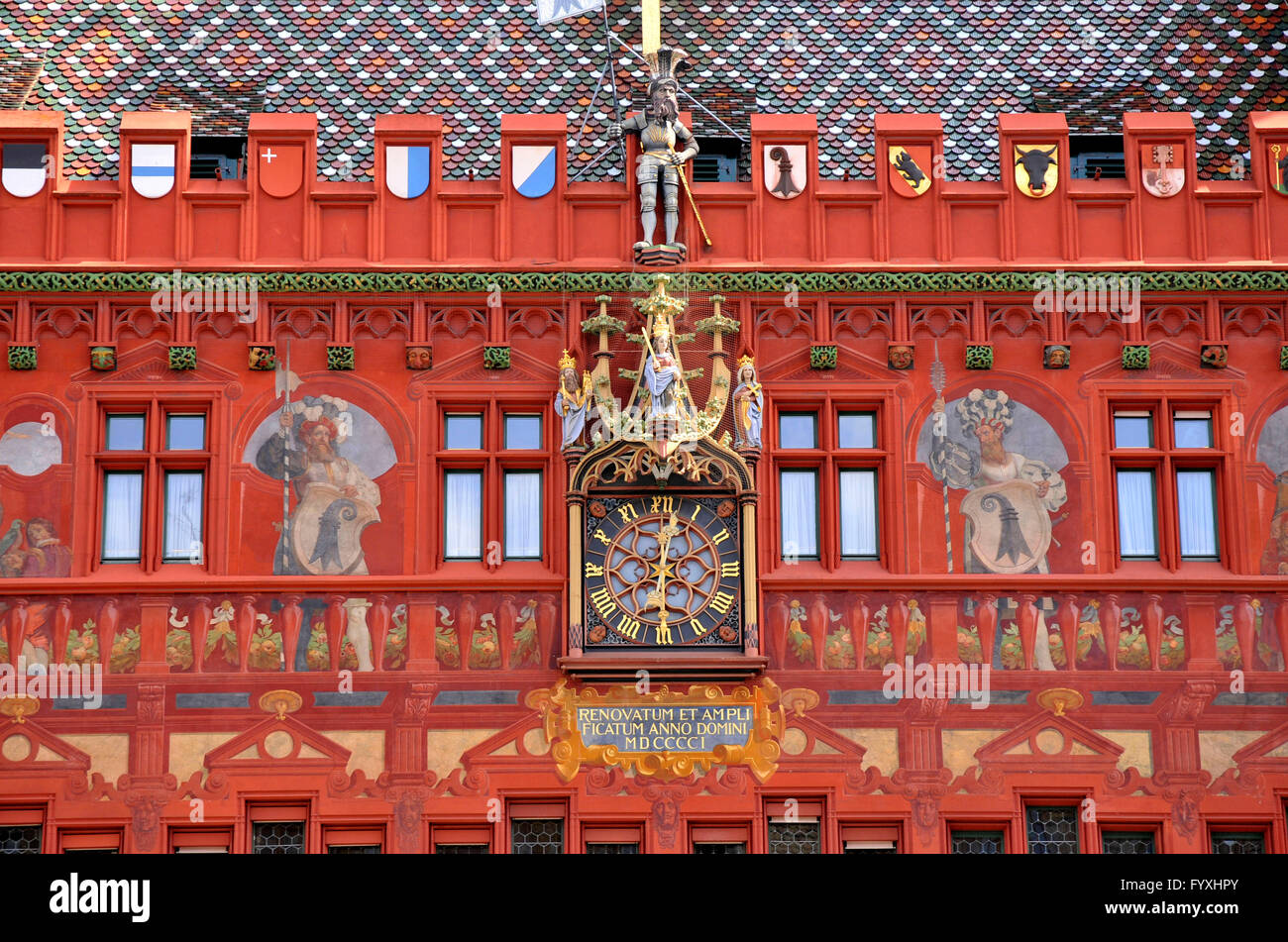 Town hall, market square, Basel, Basel-Stadt, Switzerland / Basle Stock Photo