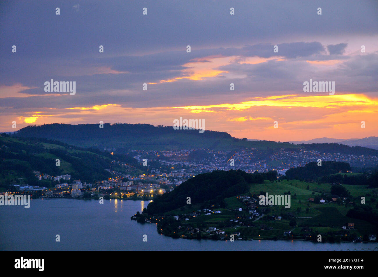Lake Lucerne, Lucerne, Central Switzerland, Switzerland / Vierwaldstattersee, Vierwaldstättersee, Lake of the Four Forested Cantons Stock Photo