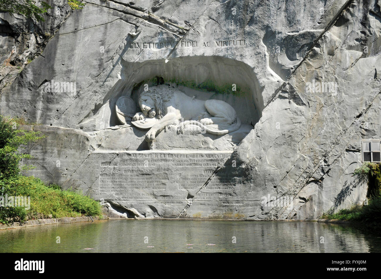 Dying Lion of Lucerne, Gletschergarten, Lucerne, Switzerland Stock Photo