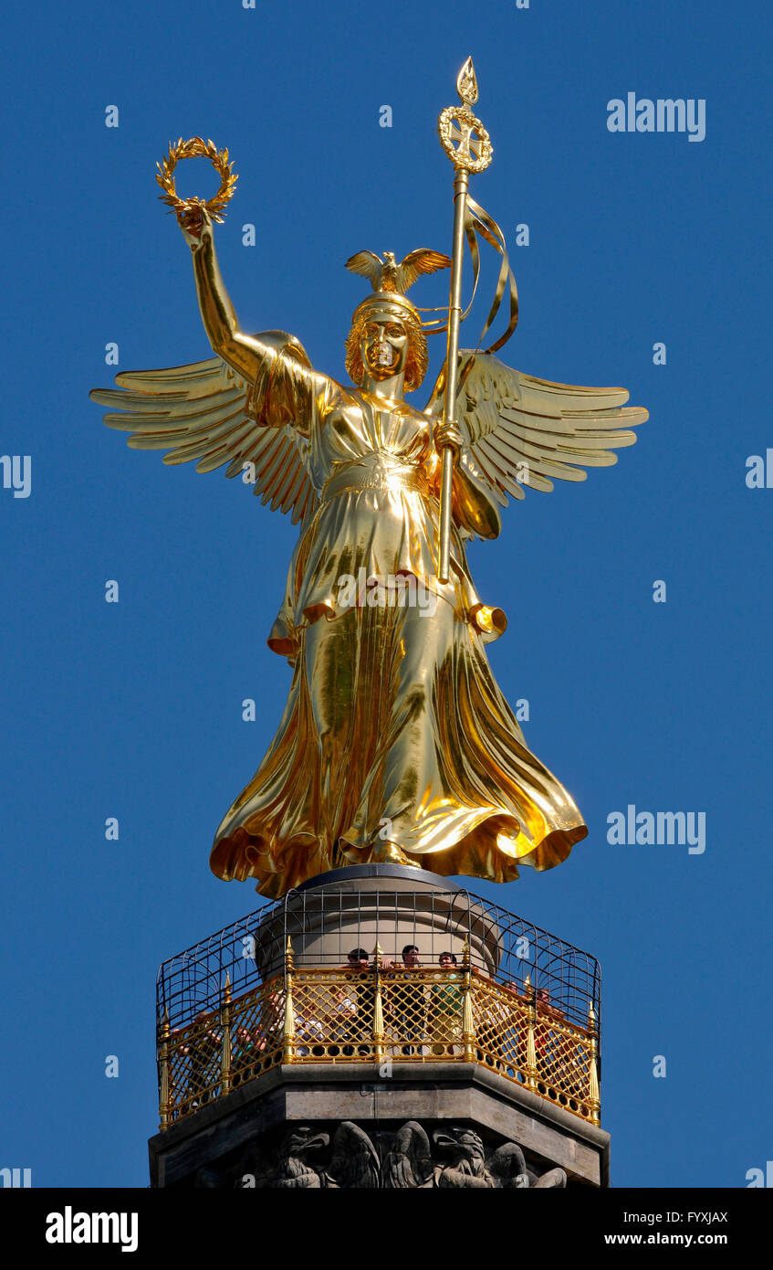 Victory Column, golden statue of Victoria, goddess of victory, Berlin, Germany / Siegessäule Stock Photo
