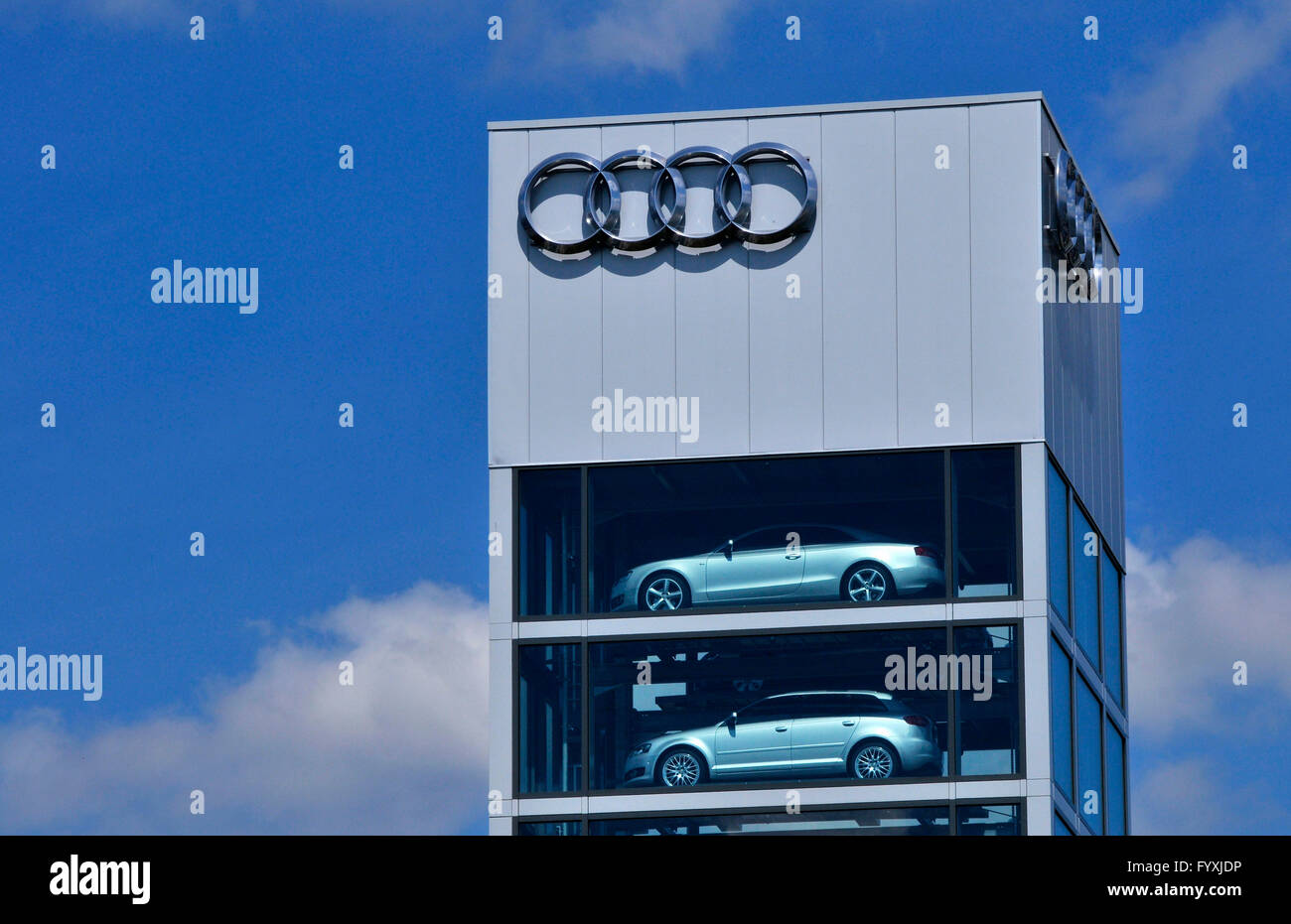 Car tower, Autotower Audi, Rudower Chaussee 47, Adlershof, Berlin, Germany Stock Photo