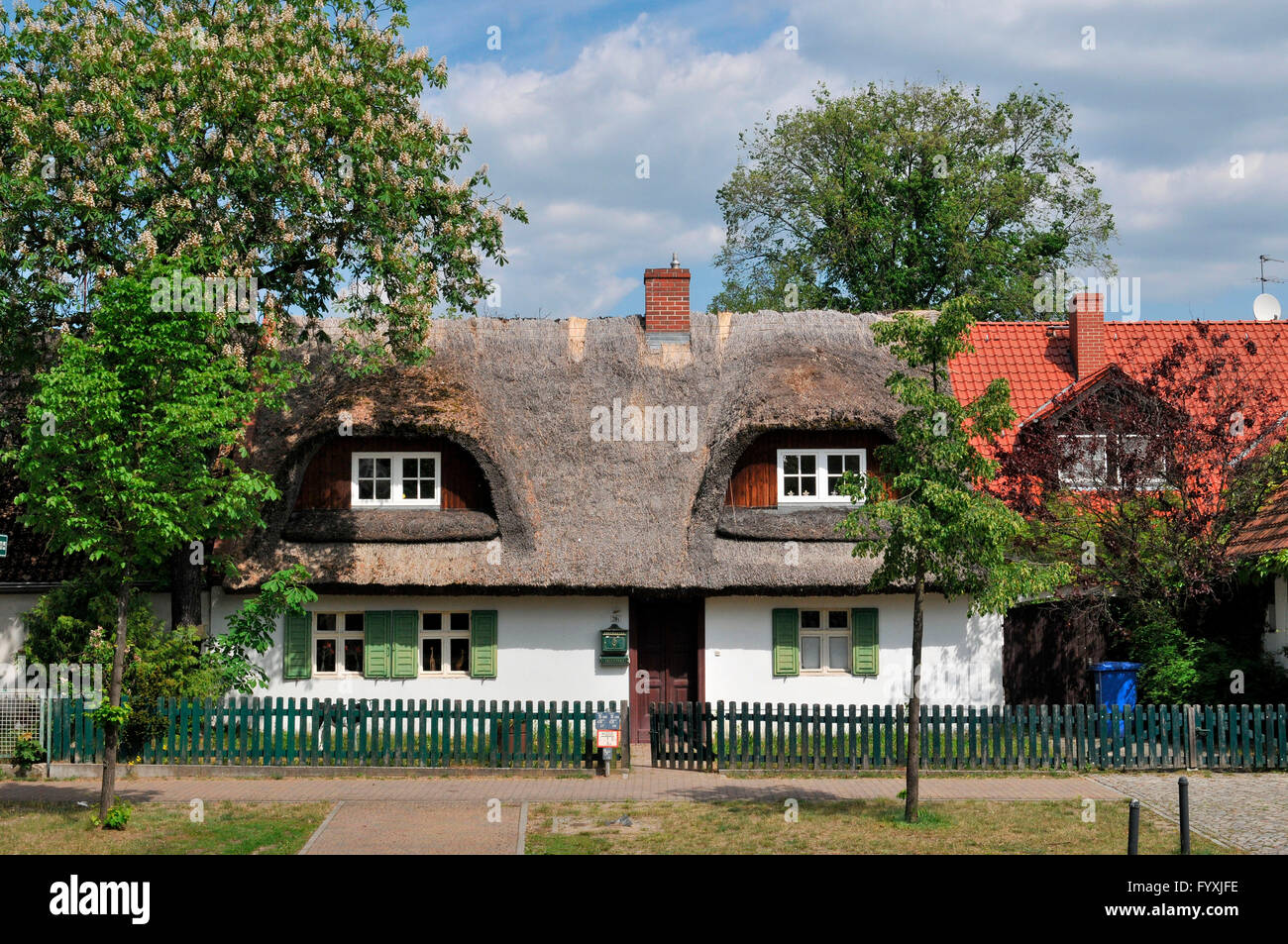 Thatched-roof house, Caputh, Brandenburg, Germany Stock Photo