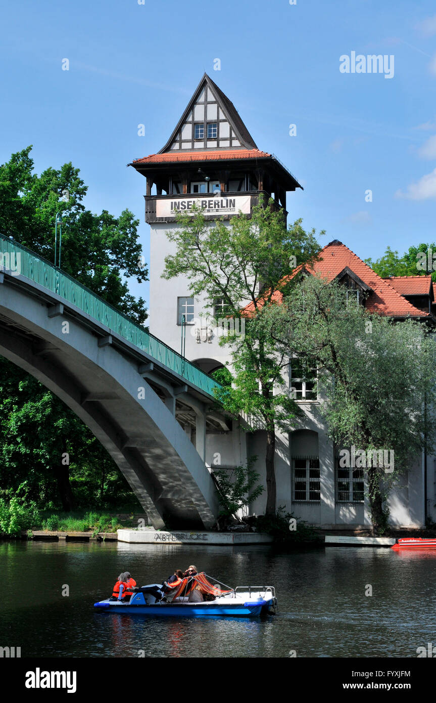Isle of the youth, Insel der Jugend, Spree, Treptow, Berlin, Germany Stock Photo