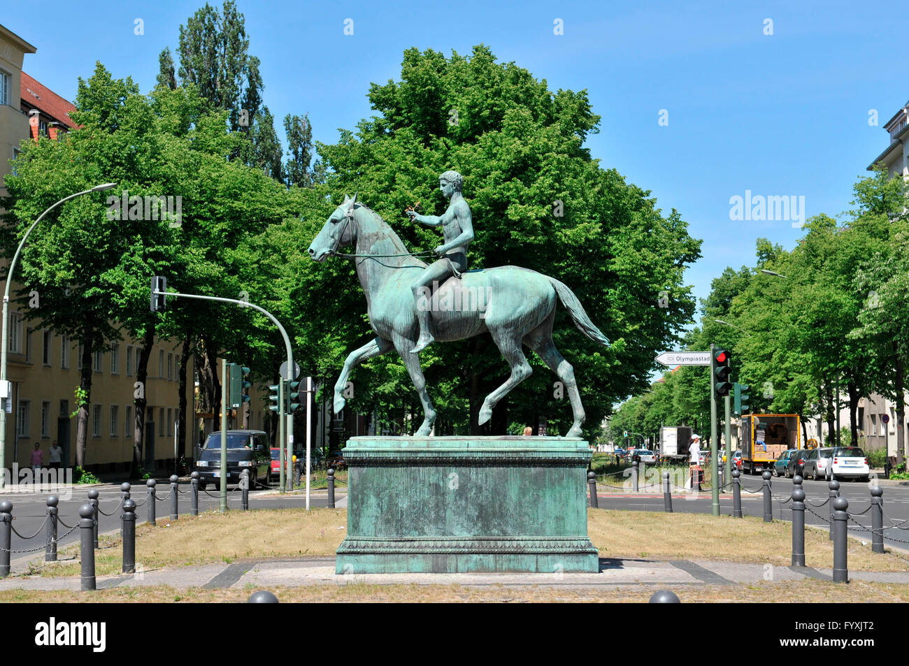 Equestrian statue 'The winner', Steubenplatz, Charlottenburg, Berlin, Germany / Der Sieger Stock Photo
