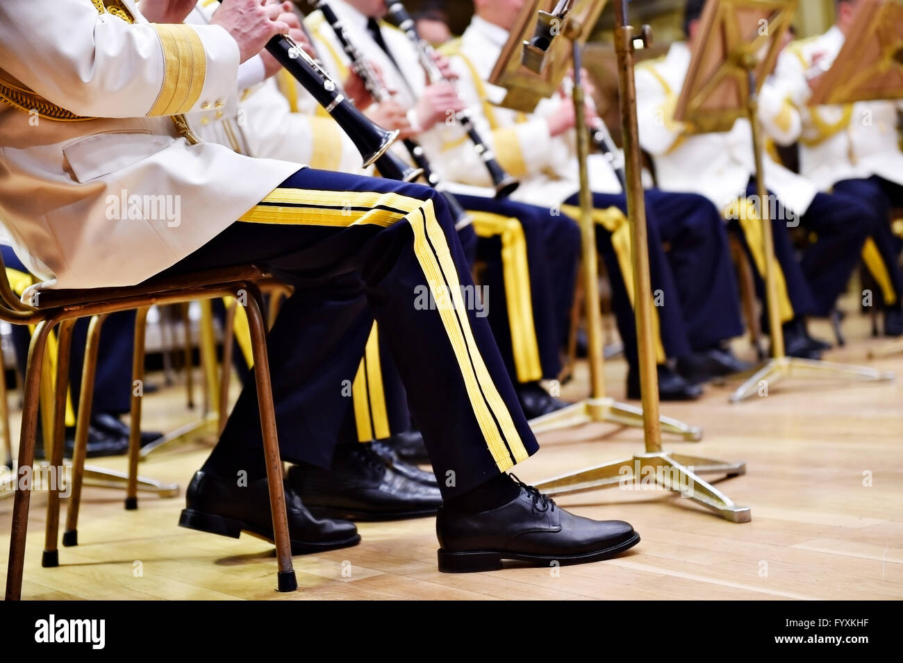 Detail with military orchestra uniform during a concert Stock Photo