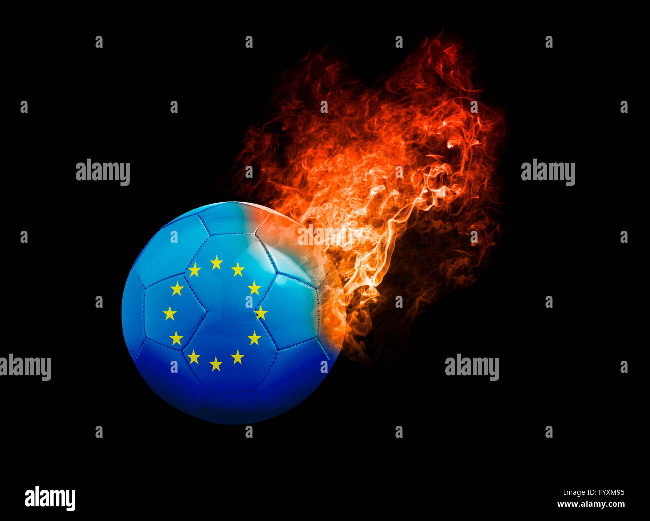 Exploding Flags Euros Football Flaming Football Ball on black background with team flags, Europe 2016 ...