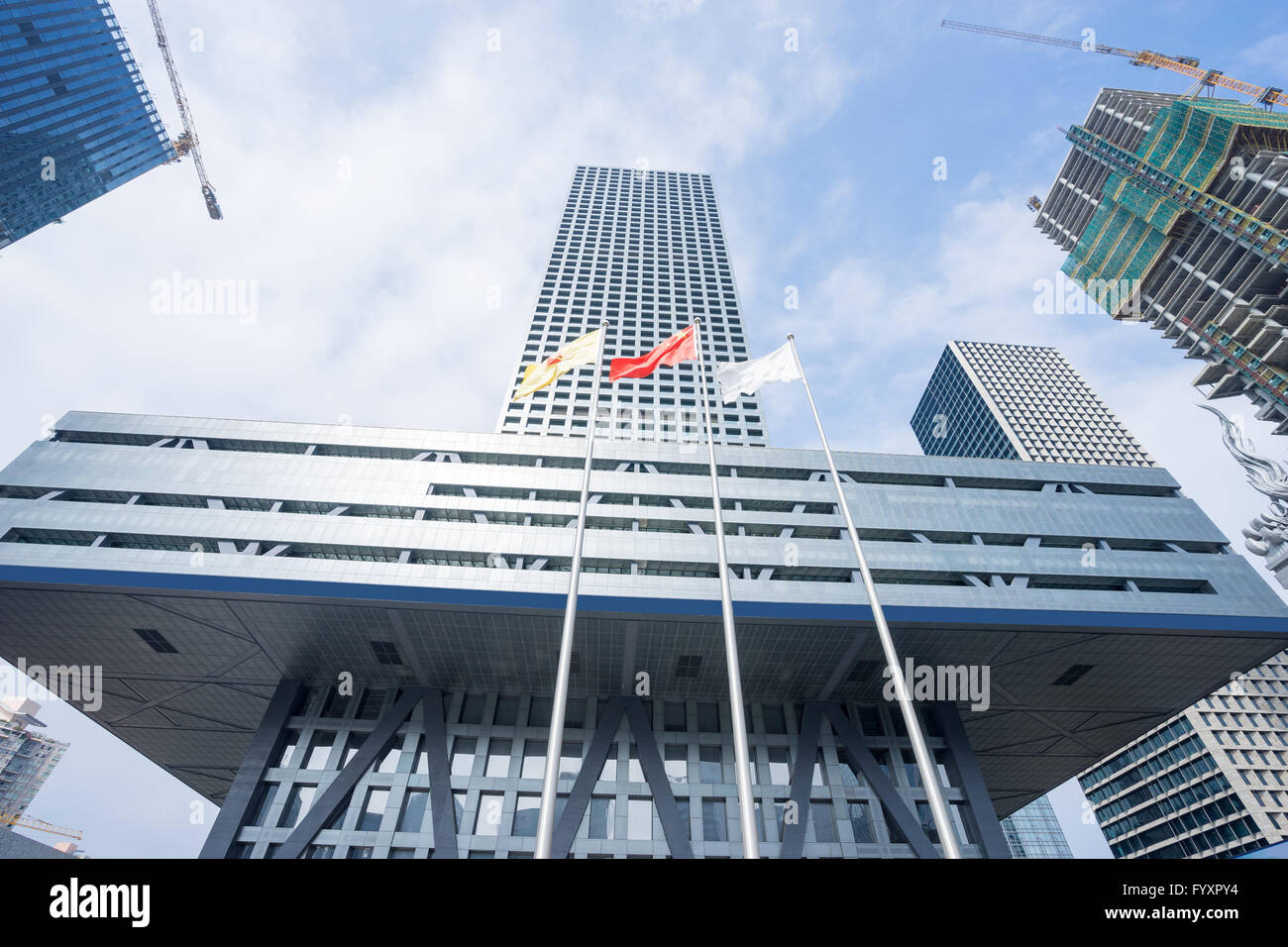 facade of modern building in blue sky Stock Photo - Alamy