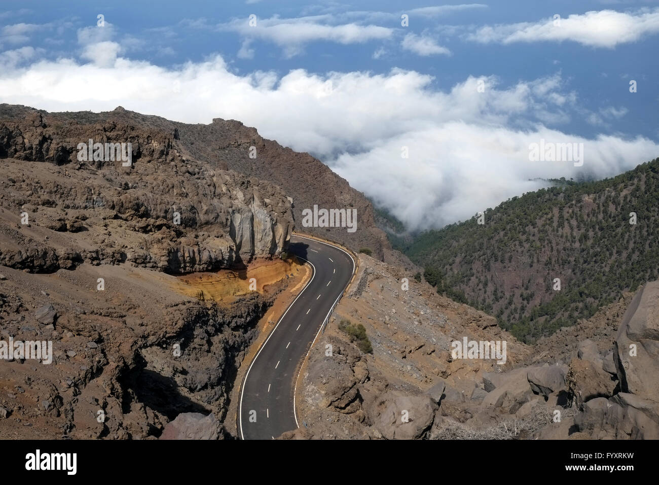 Pass road on La Palma Stock Photo