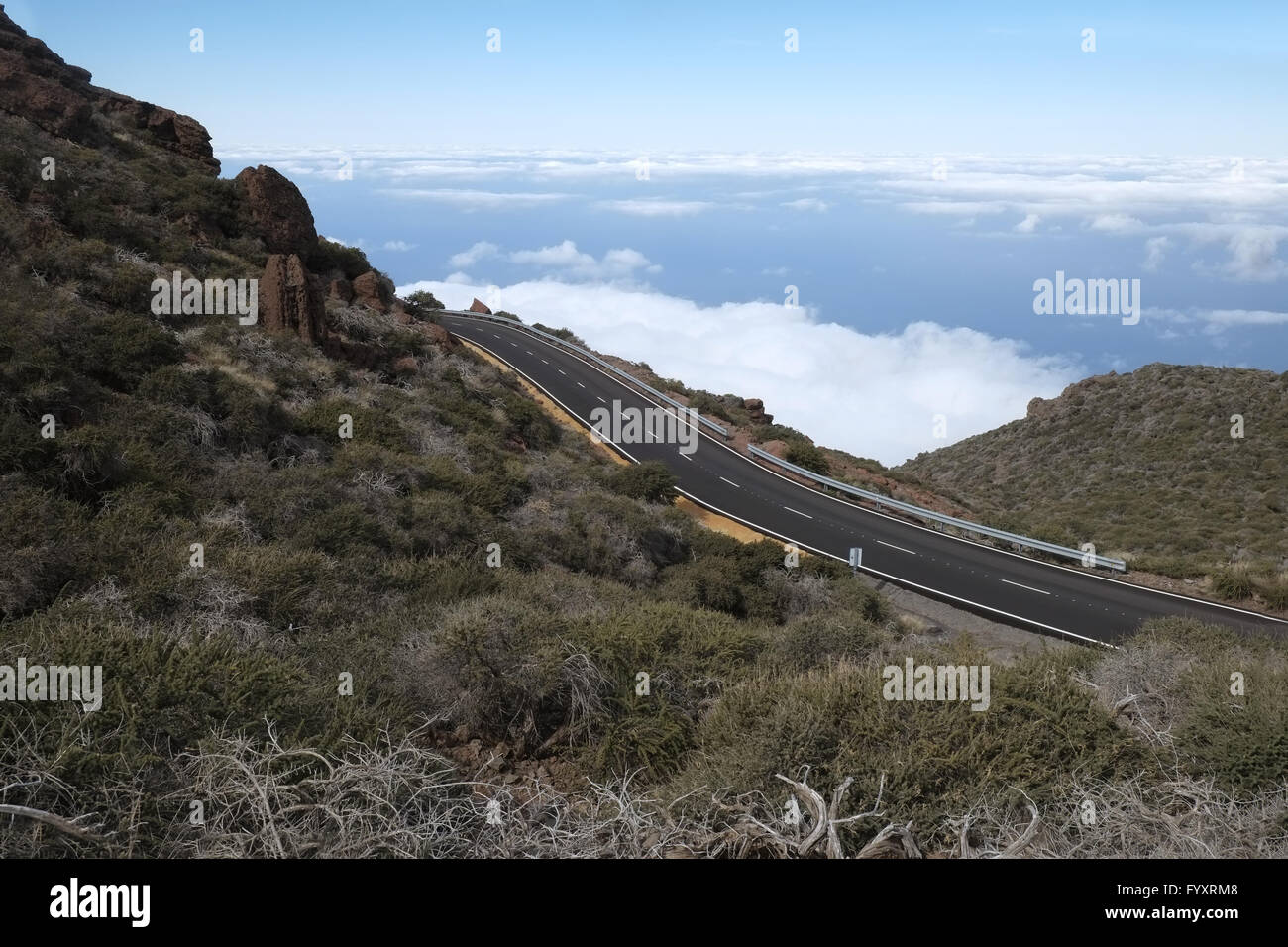 Pass road on La Palma Stock Photo