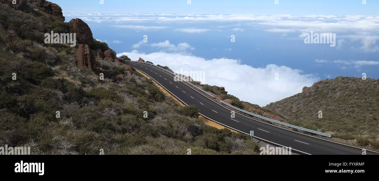 High situated road on La Palma Stock Photo