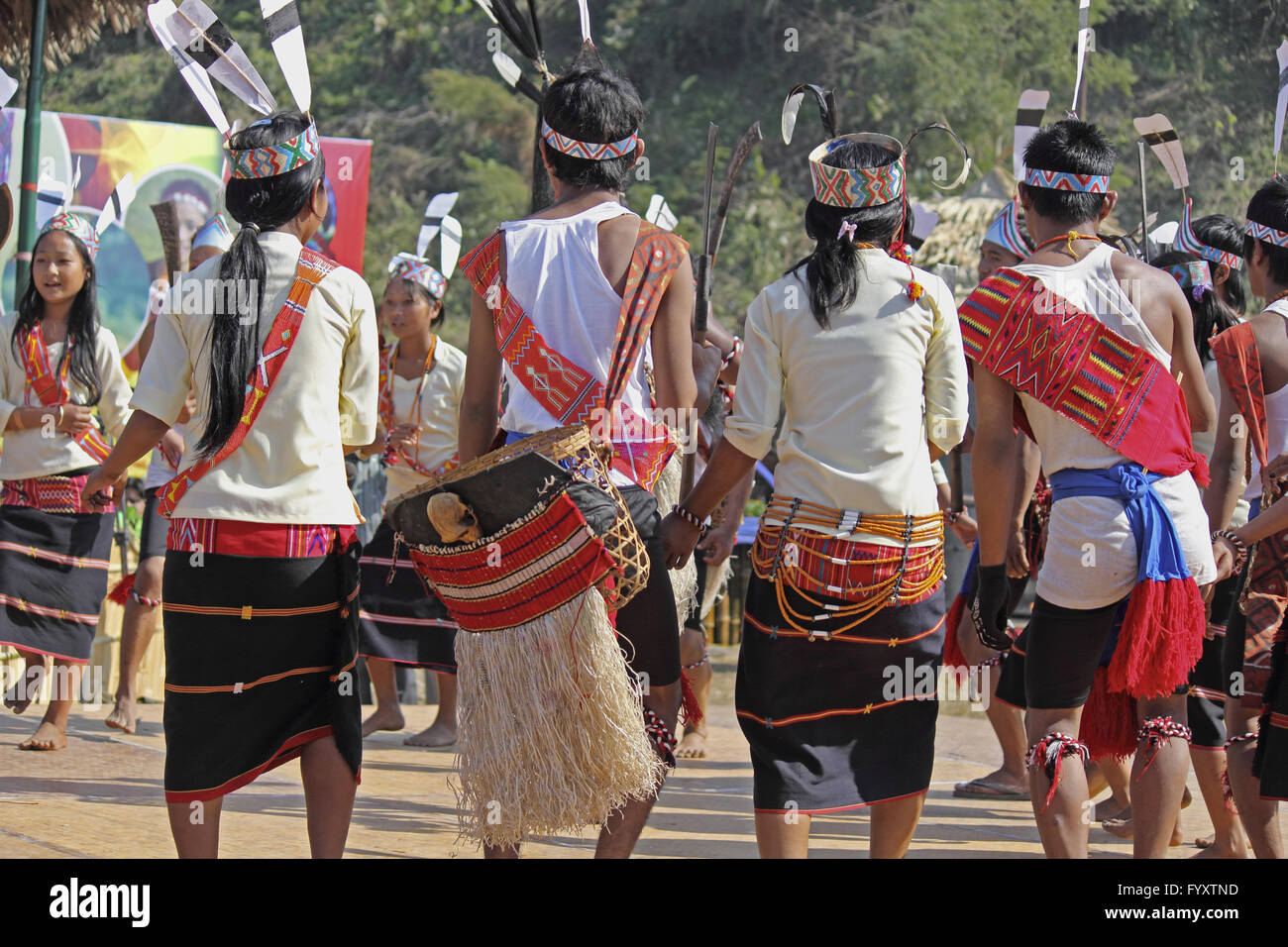 Wancho tribes performing dance Stock Photo